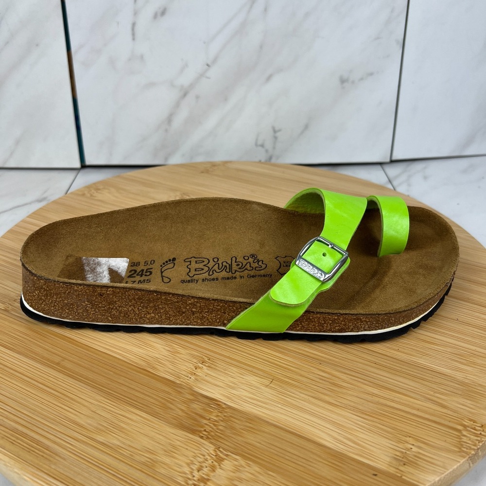 Birkenstock Birkis Piazza Womens Size 7 Green Toe Loop Buckle Sandals Shoes
